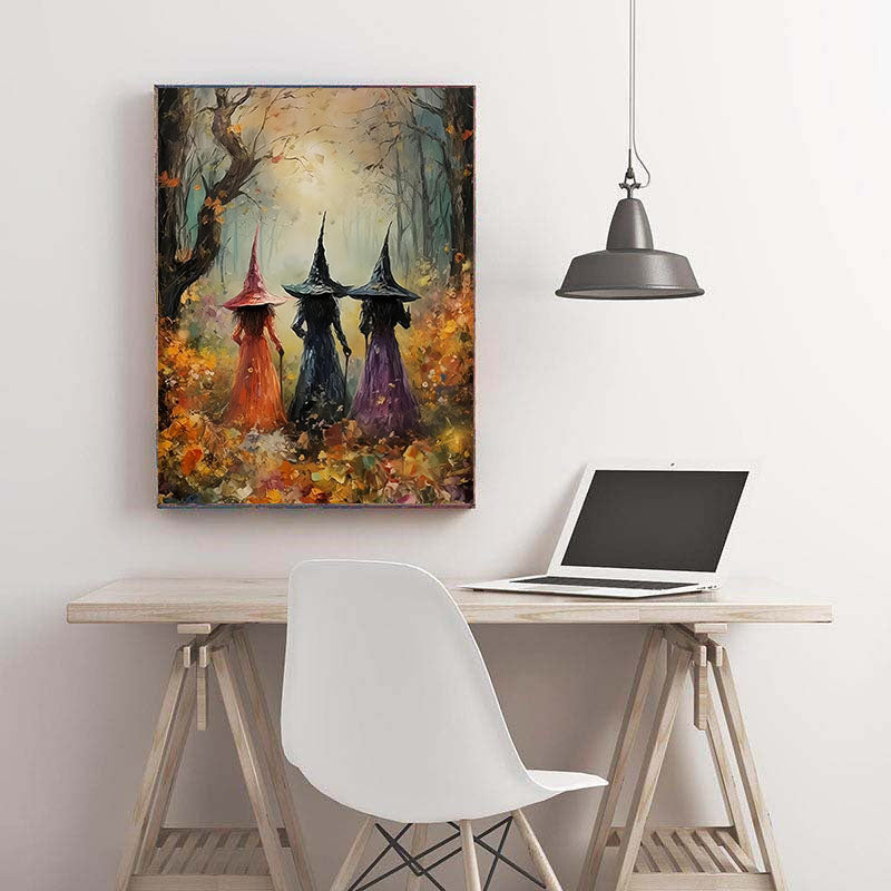 Diamond Painting-Herbstliche Hexen im Nebelwald
