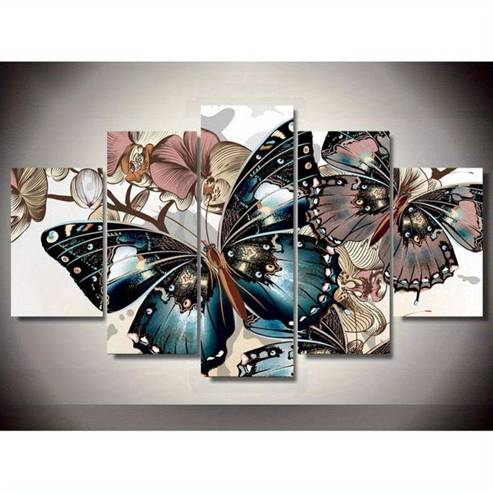 5 Paneele Diamond Painting-Schwarzer Schmetterling