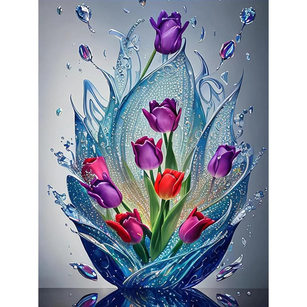 Diamond Painting-Blumen im Wasser