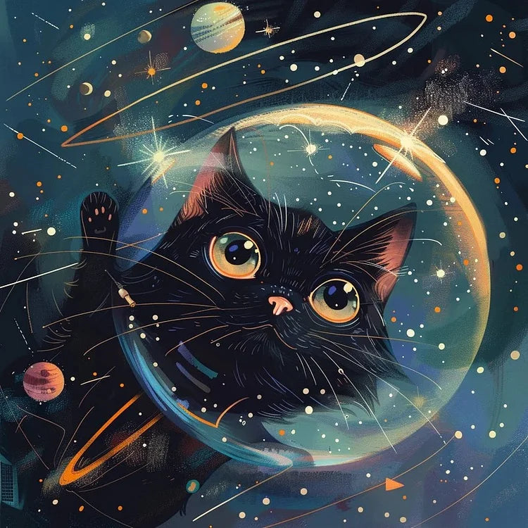 Diamond Painting-Astronaut Black Cat I