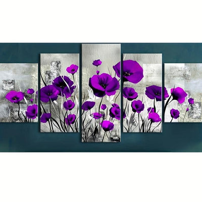 5 Paneele Diamond Painting-Lila Blumen - Jetzt bei diamondspainting kaufen