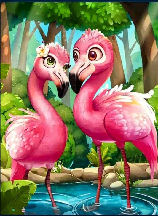 AB Diamond Painting-liebender Flamingo