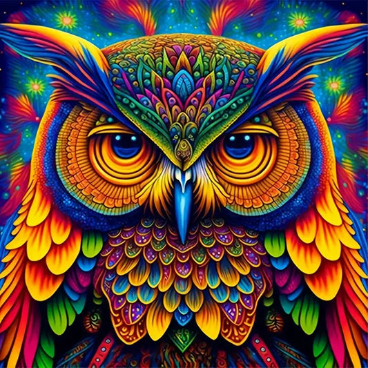 Rhinestone colored owl 