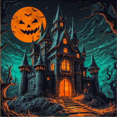 Diamond Painting-Halloween-Schloss