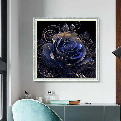 Diamond Painting-Galaktische Rose in Nachtblau