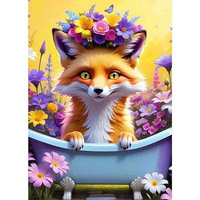 Diamond Painting-Fuchs im Blütenbad