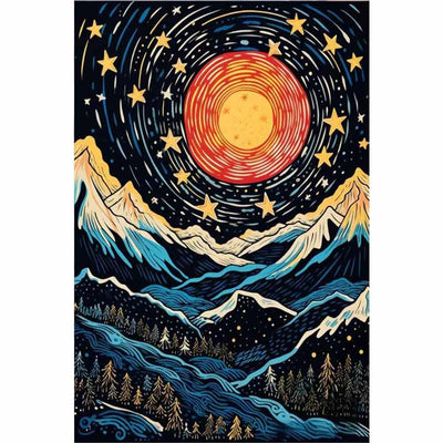 Diamond Painting-Sternennacht über den Bergen