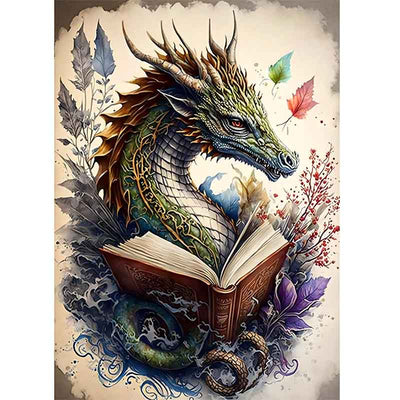 Diamond Painting-Der lesende Drache