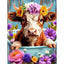Diamond Painting-Blumige Kuh im Garten