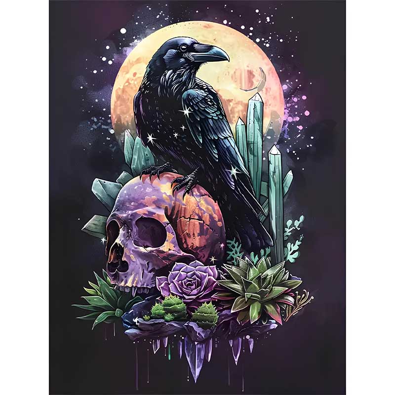 Diamond Painting-Schädel und Kristall