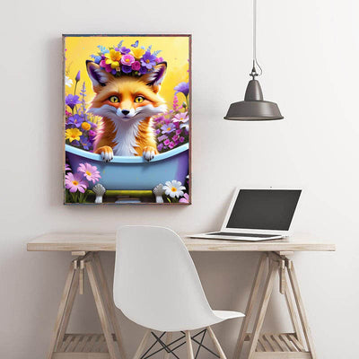 Diamond Painting-Fuchs im Blütenbad