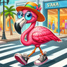 Diamond Painting-Flamingos in der Stadt