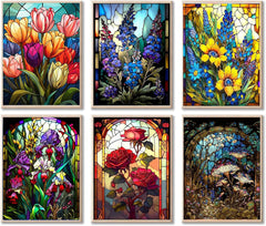 Diamond Painting-Blumen im Spiegel, Sechsteiliges Set