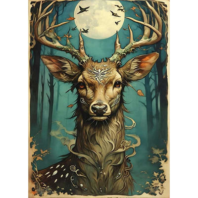 Diamond Painting-Mystischer Hirsch im Mondlich