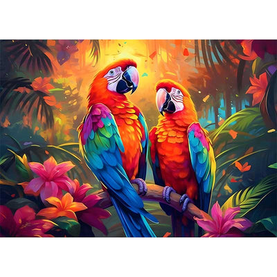 Diamond Painting-Papageienliebe