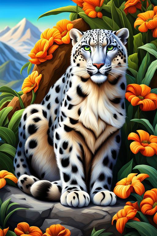 AB Diamond Painting-Leopard inmitten von Blumen