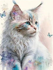 Diamond Painting-Weiße Maine-Coon-Katze