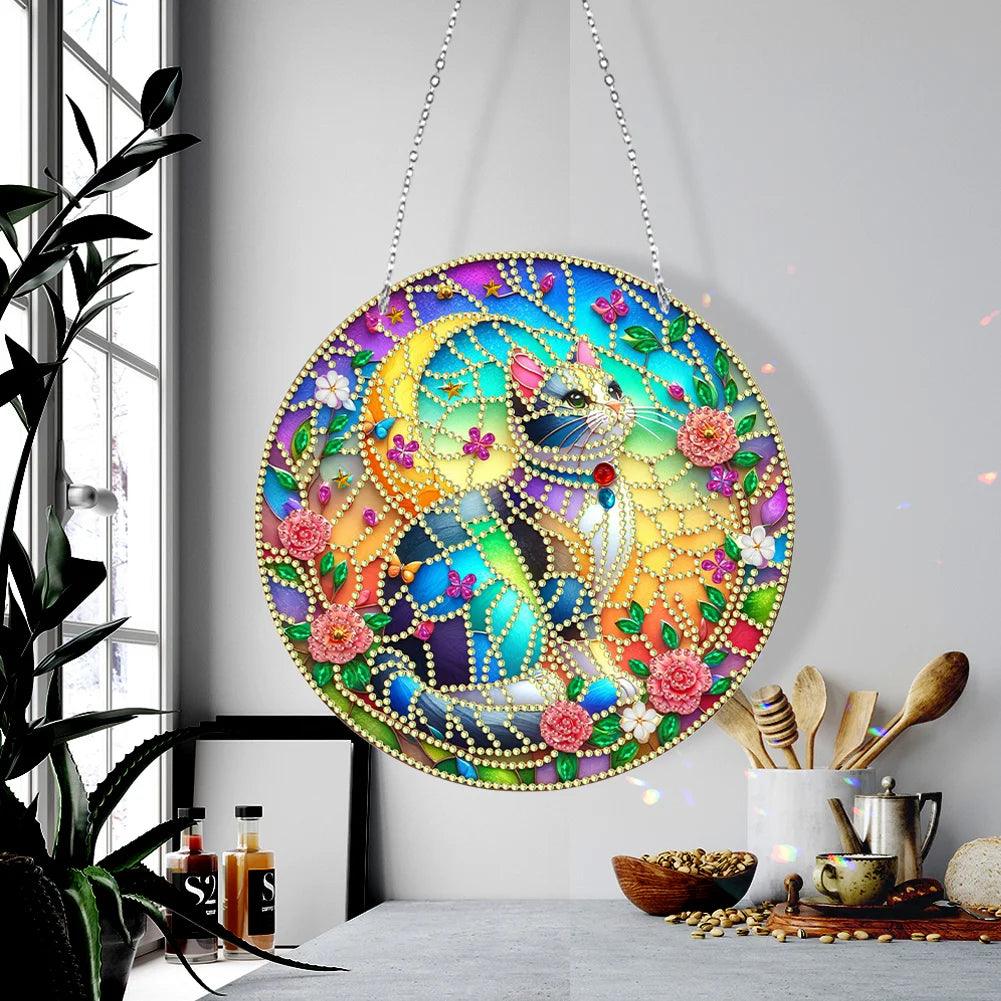 Accessoires - Dekorativer Wandbehang (Katze) - diamondspainting