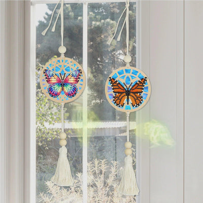 Accessoires- Wanddekoration, zweiteiliges Set（Rosa orangefarbener Schmetterling） - Jetzt bei diamondspainting kaufen