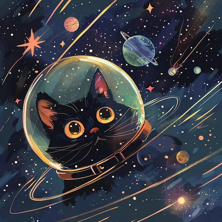 Diamond Painting-Astronaut Black Cat IIII