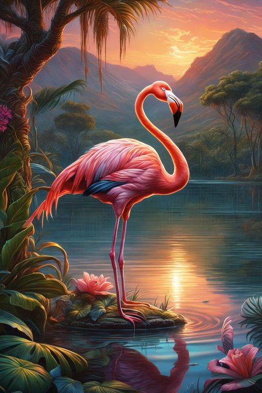 AB Diamond Painting-Flamingo bei Sonnenuntergang