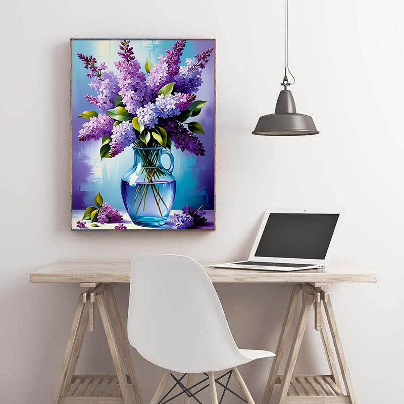 Diamond Painting-Flieder im Glasvase