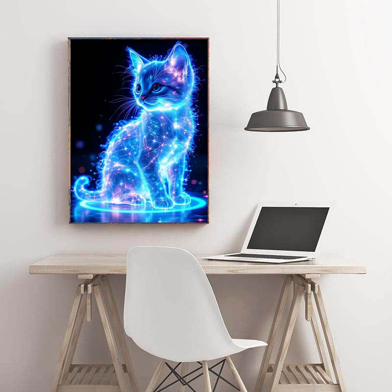 Diamond Painting-Leuchtende Sternenkatze