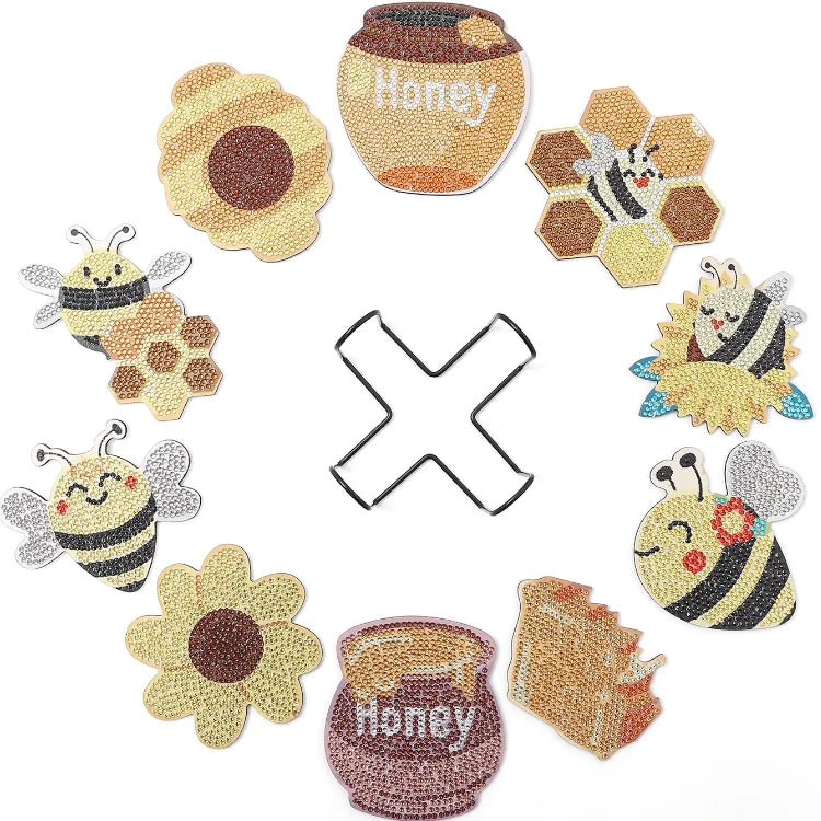 Diamond Painting- 10x Bienen & Honigtopf Untersetzer - Jetzt bei diamondspainting kaufen