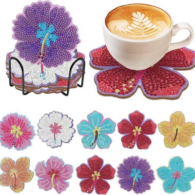 Diamond Painting-10x Bunte Blumen Untersetzer