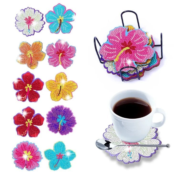 Diamond Painting-10x Bunte Blumen Untersetzer - Jetzt bei diamondspainting kaufen