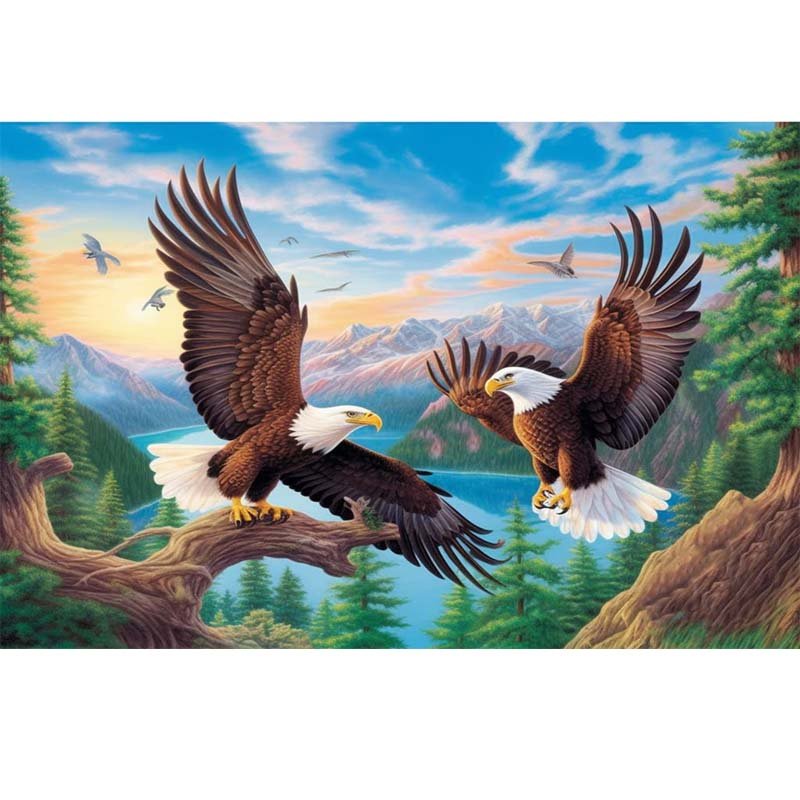 Diamond Painting-Adler über den Bergen