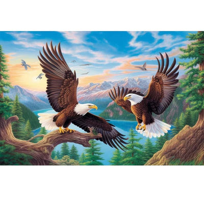 Diamond Painting-Adler über den Bergen