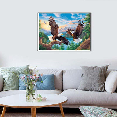 Diamond Painting-Adler über den Bergen