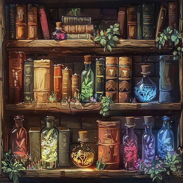 Diamond Painting-Alte Bücher & Zaubertränke