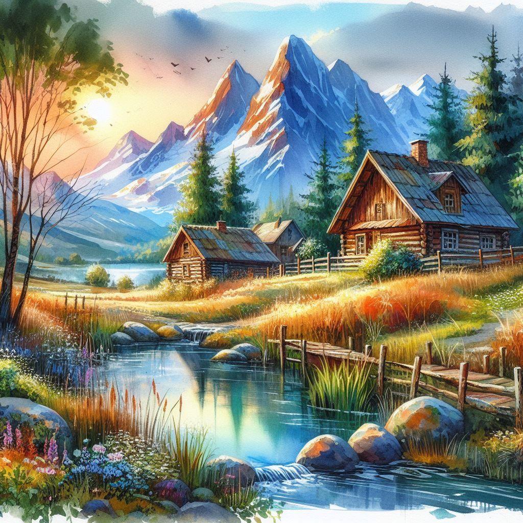 Diamond Painting - Bach und Hütte - diamondspainting