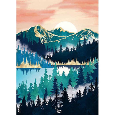 Diamond Painting-Bergsee im Abendlicht