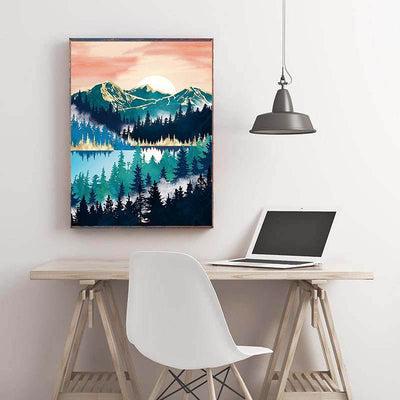 Diamond Painting-Bergsee im Abendlicht
