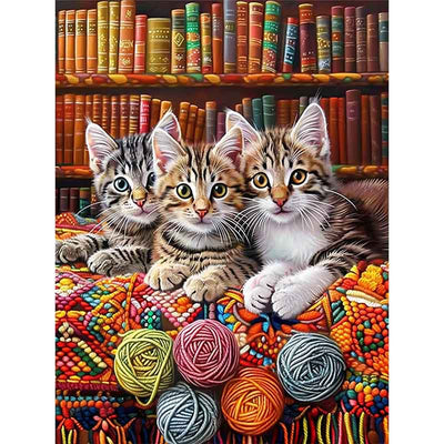 Diamond Painting-Bibliothek der Kätzchen
