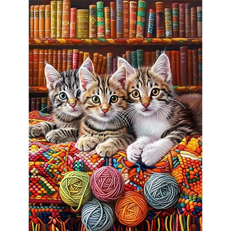 Diamond Painting-Bibliothekskätzchen