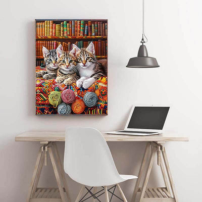 Diamond Painting-Bibliothekskätzchen