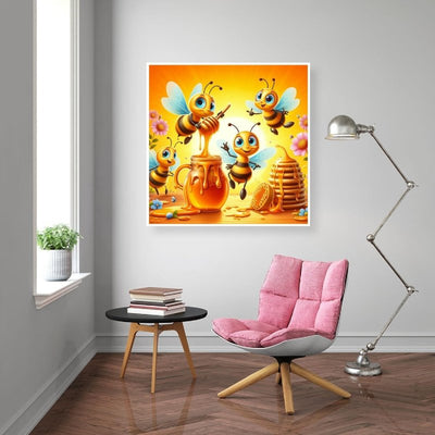 Diamond Painting-Bienen, die Honig auspressen