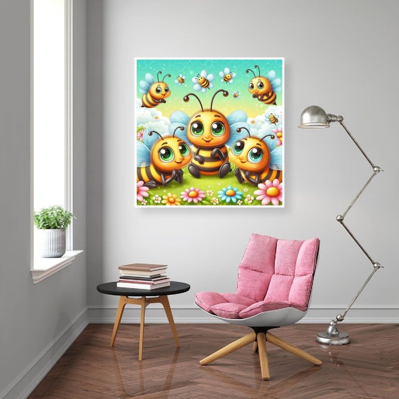 Diamond Painting-Bienen, die miteinander plaudern