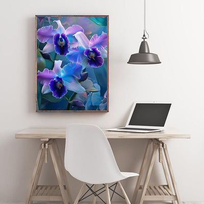 Diamond Painting-Blau-violette Orchideen