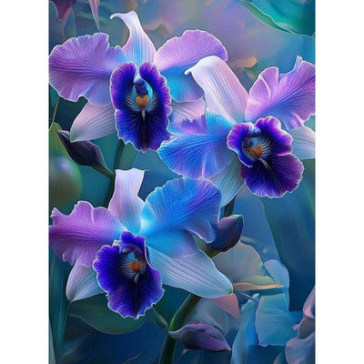 Diamond Painting-Blau-violette Orchideen