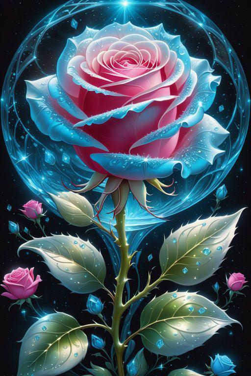 Diamond Painting - Blaue rosa Rose - diamondspainting