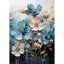 Diamond Painting-Blumenkunst in Blau und Gold