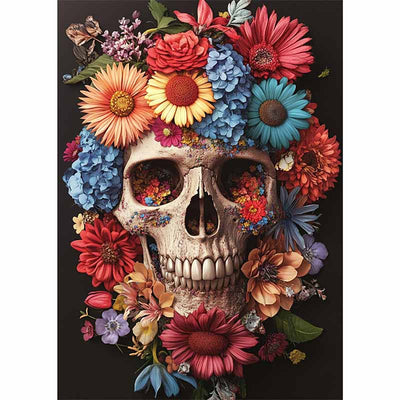 Diamond Painting-Blumenschädel