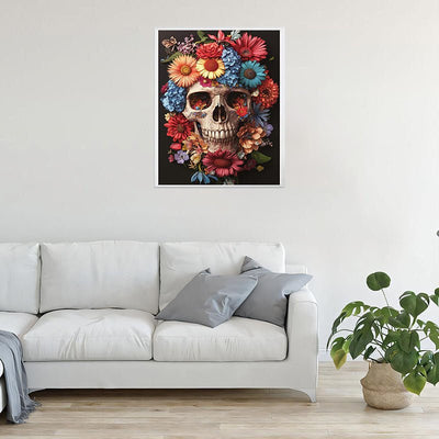 Diamond Painting-Blumenschädel