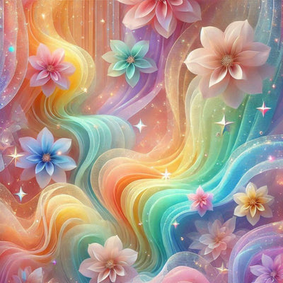 Diamond Painting-Blütentanz im Regenbogenlicht