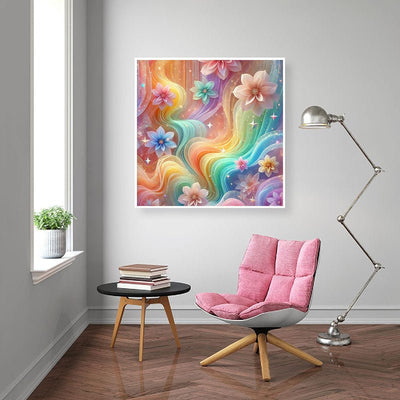Diamond Painting-Blütentanz im Regenbogenlicht
